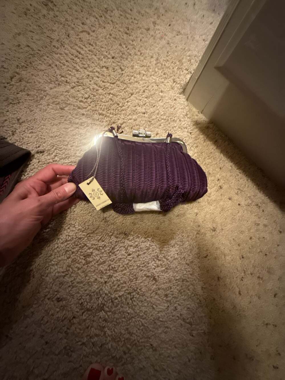 August Evening Purple Pleated Clutch Bag